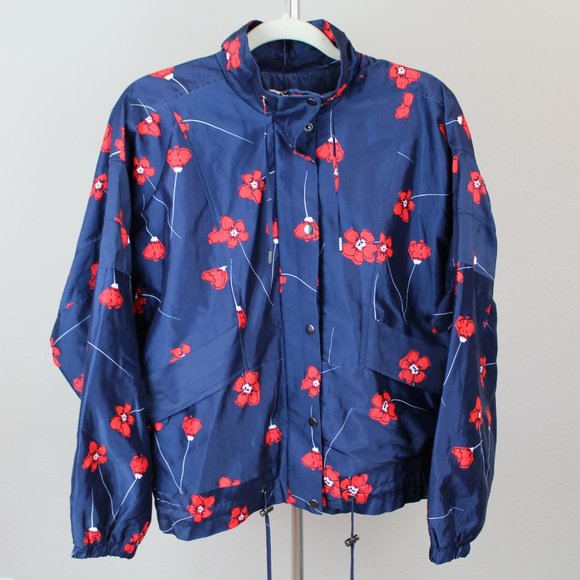NWT Parker Floral Windbreaker Jacket, Outdoor Vacation, Large, Aquarius Poppies